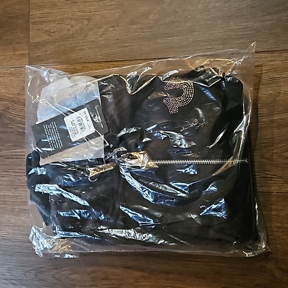 TRUE RELIGION CRYSTAL HS WING VELOUR ZIP HOODIE- BLACK SIZE SMALL - Picture 7 of 11